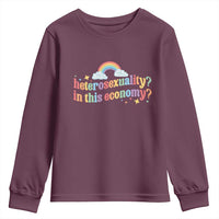 Funny Heterosexuality In This Economy Youth Sweatshirt Rainbow LGBTQ+ Pride - Wonder Print Shop