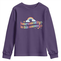 Funny Heterosexuality In This Economy Youth Sweatshirt Rainbow LGBTQ+ Pride - Wonder Print Shop