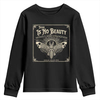 Funny Skull Moth Youth Sweatshirt There Is No Beauty Without Some Strangeness Edgar Poe