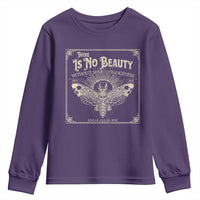 Funny Skull Moth Youth Sweatshirt There Is No Beauty Without Some Strangeness Edgar Poe