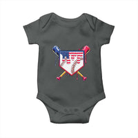 Funny Ice Cream Baseball Drip American Flag Baby Onesie 4th Of July