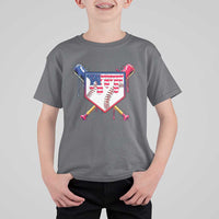 Funny Ice Cream Baseball Drip American Flag T Shirt For Kid 4th Of July