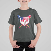 Funny Ice Cream Baseball Drip American Flag T Shirt For Kid 4th Of July