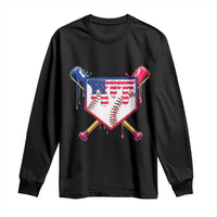 Funny Ice Cream Baseball Drip American Flag Long Sleeve Shirt 4th Of July