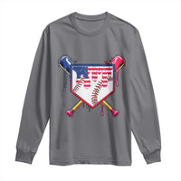 Funny Ice Cream Baseball Drip American Flag Long Sleeve Shirt 4th Of July