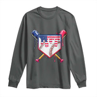 Funny Ice Cream Baseball Drip American Flag Long Sleeve Shirt 4th Of July
