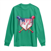 Funny Ice Cream Baseball Drip American Flag Long Sleeve Shirt 4th Of July