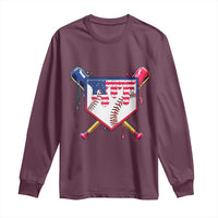 Funny Ice Cream Baseball Drip American Flag Long Sleeve Shirt 4th Of July