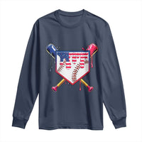 Funny Ice Cream Baseball Drip American Flag Long Sleeve Shirt 4th Of July