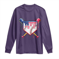 Funny Ice Cream Baseball Drip American Flag Long Sleeve Shirt 4th Of July