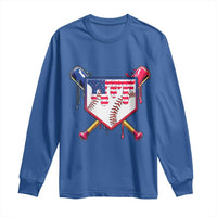 Funny Ice Cream Baseball Drip American Flag Long Sleeve Shirt 4th Of July