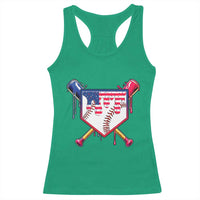 Funny Ice Cream Baseball Drip American Flag Racerback Tank Top 4th Of July
