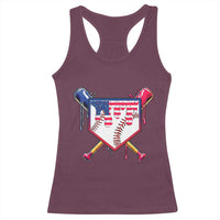 Funny Ice Cream Baseball Drip American Flag Racerback Tank Top 4th Of July