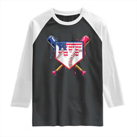 Funny Ice Cream Baseball Drip American Flag Raglan Shirt 4th Of July