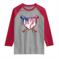 Funny Ice Cream Baseball Drip American Flag Raglan Shirt 4th Of July