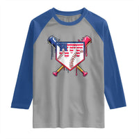 Funny Ice Cream Baseball Drip American Flag Raglan Shirt 4th Of July
