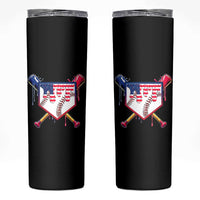 Funny Ice Cream Baseball Drip American Flag Skinny Tumbler 4th Of July