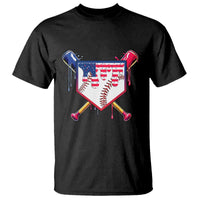 Funny Ice Cream Baseball Drip American Flag T Shirt 4th Of July
