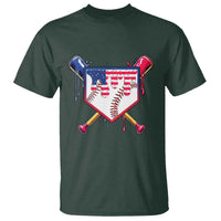 Funny Ice Cream Baseball Drip American Flag T Shirt 4th Of July