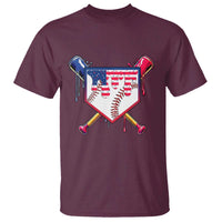 Funny Ice Cream Baseball Drip American Flag T Shirt 4th Of July