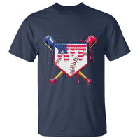 Funny Ice Cream Baseball Drip American Flag T Shirt 4th Of July