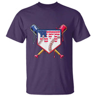 Funny Ice Cream Baseball Drip American Flag T Shirt 4th Of July