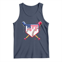 Funny Ice Cream Baseball Drip American Flag Tank Top 4th Of July