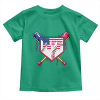 Funny Ice Cream Baseball Drip American Flag Toddler T Shirt 4th Of July
