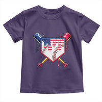Funny Ice Cream Baseball Drip American Flag Toddler T Shirt 4th Of July