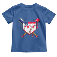 Funny Ice Cream Baseball Drip American Flag Toddler T Shirt 4th Of July