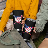 Funny Ice Cream Baseball Drip American Flag Tumbler Cup 4th Of July