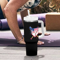 Funny Ice Cream Baseball Drip American Flag Tumbler With Handle 4th Of July