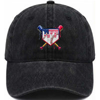 Funny Ice Cream Baseball Drip American Flag Washed Cotton Baseball Cap 4th Of July