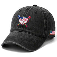 Funny Ice Cream Baseball Drip American Flag Washed Cotton Baseball Cap 4th Of July