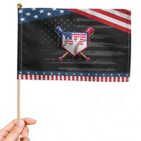 Funny Ice Cream Baseball Drip American Flag Patriotic Handheld Flag 4th Of July
