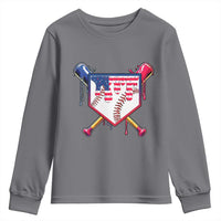 Funny Ice Cream Baseball Drip American Flag Youth Sweatshirt 4th Of July
