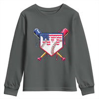 Funny Ice Cream Baseball Drip American Flag Youth Sweatshirt 4th Of July