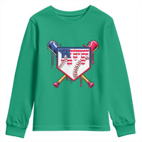Funny Ice Cream Baseball Drip American Flag Youth Sweatshirt 4th Of July