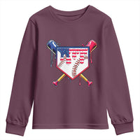 Funny Ice Cream Baseball Drip American Flag Youth Sweatshirt 4th Of July