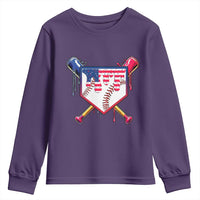 Funny Ice Cream Baseball Drip American Flag Youth Sweatshirt 4th Of July