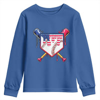 Funny Ice Cream Baseball Drip American Flag Youth Sweatshirt 4th Of July