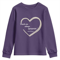 Pearls Are Always Appropriate Youth Sweatshirt Jacqueline Kennedy Quotes