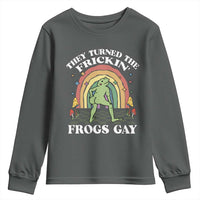 Funny They Turned The Frickin Frogs Gay Youth Sweatshirt Gay Frog LGBT Rainbow