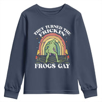 Funny They Turned The Frickin Frogs Gay Youth Sweatshirt Gay Frog LGBT Rainbow