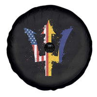 Funny Barbadian American Pride Barbados USA Flag Trident Spare Tire Cover