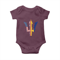 Funny Barbadian American Pride Barbados USA Flag Trident Baby Onesie