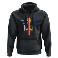 Funny Barbadian American Pride Barbados USA Flag Trident Hoodie
