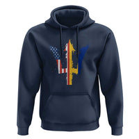 Funny Barbadian American Pride Barbados USA Flag Trident Hoodie