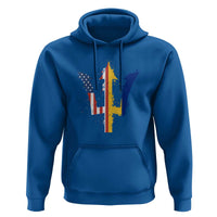 Funny Barbadian American Pride Barbados USA Flag Trident Hoodie