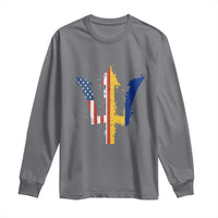 Funny Barbadian American Pride Barbados USA Flag Trident Long Sleeve Shirt